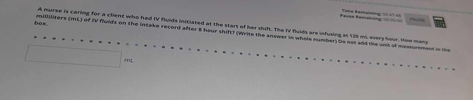 Time Remaining: 00:47:48 Pause Remaining:
