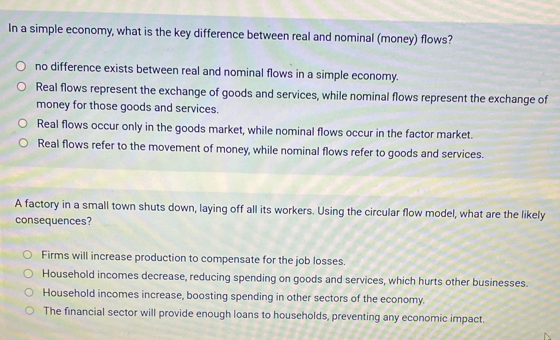 In a simple economy, what is the key difference