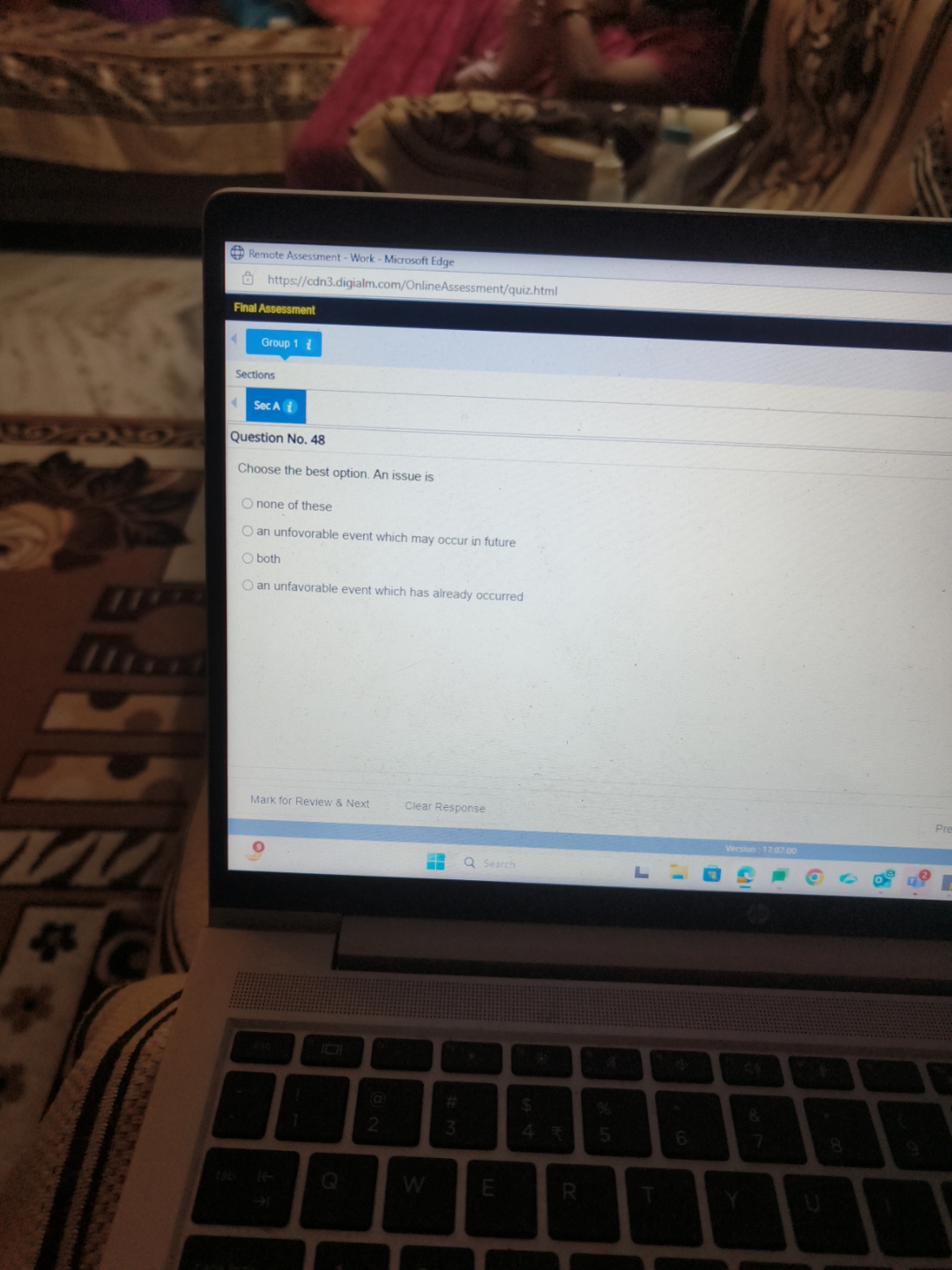 Remote Assessment - Work - Microsoft Edge @