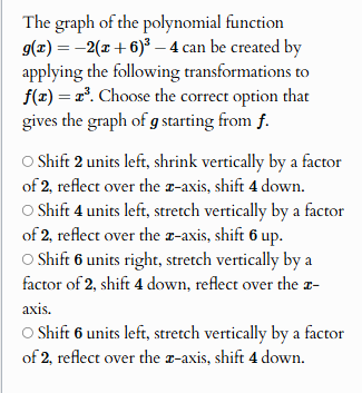 solve The graph of the polynomial function g(I) =