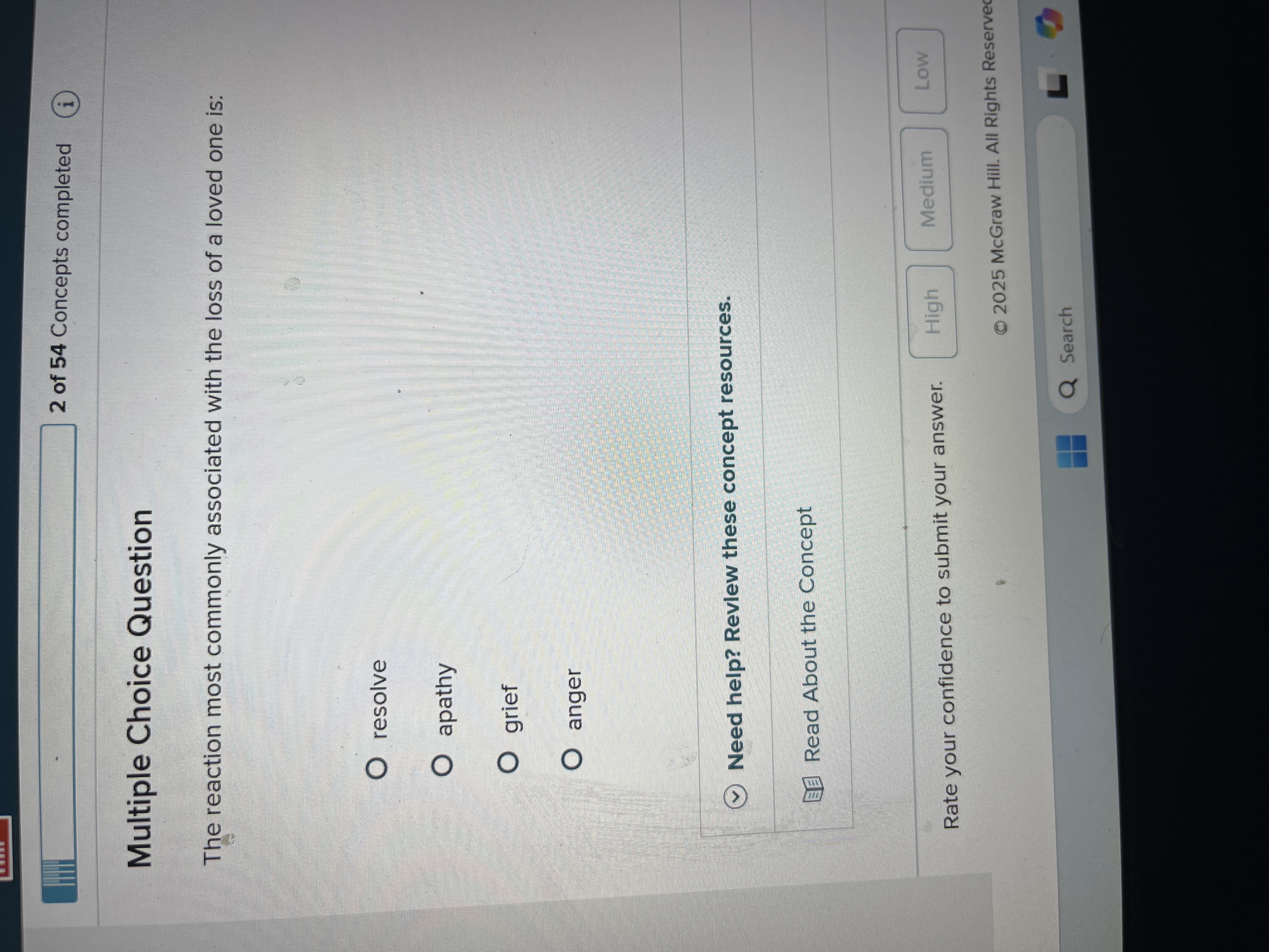 Answer 2 of 54 Concepts completed Ci Multiple