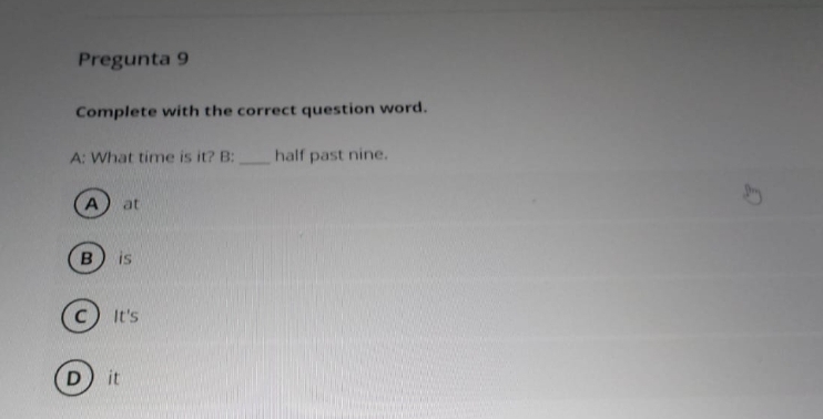 Resuelveme el problema Pregunta 9 Complete with