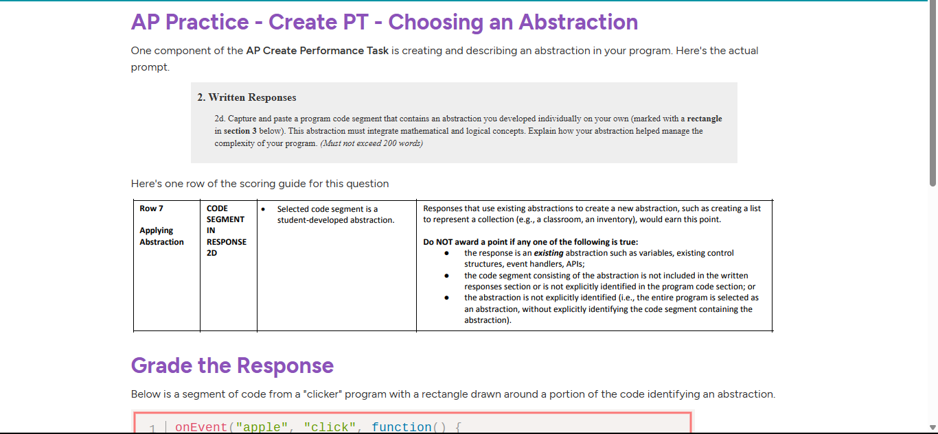 AP Practice - Create PT - Choosing an Abstraction