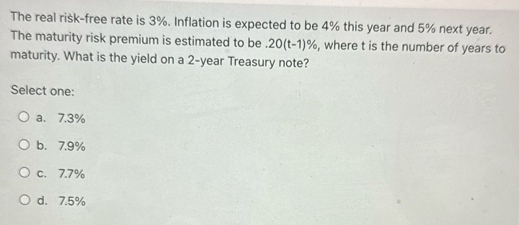 Search answer The real risk-free rate is 3%.