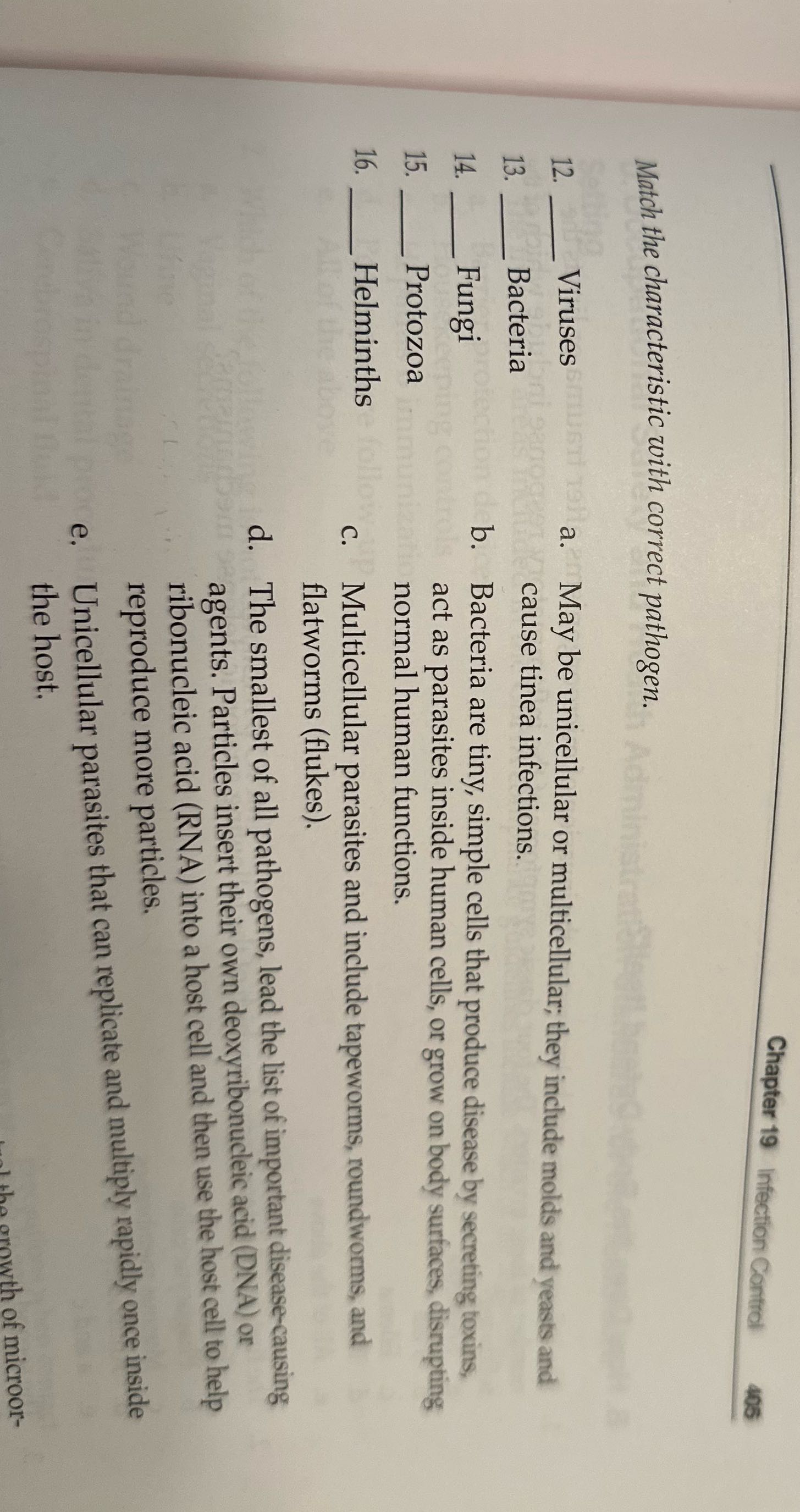 Chapter 19 Infection Control 05 Match the