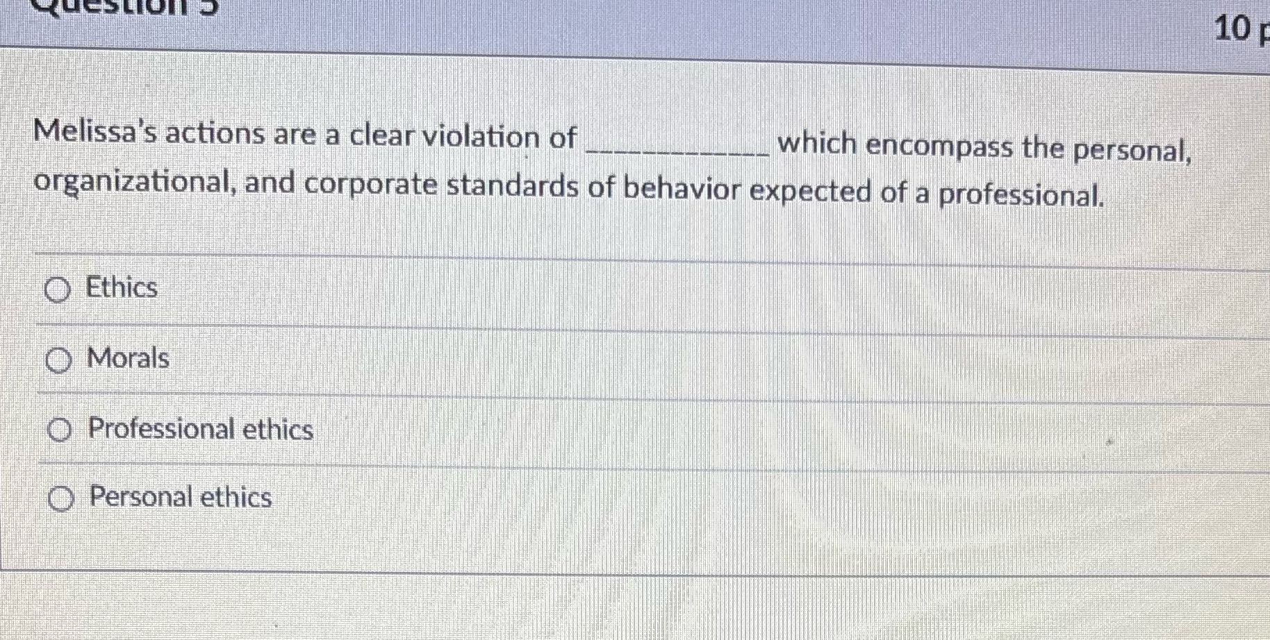 MUESLIOn 2 10 Melissa's actions are a clear