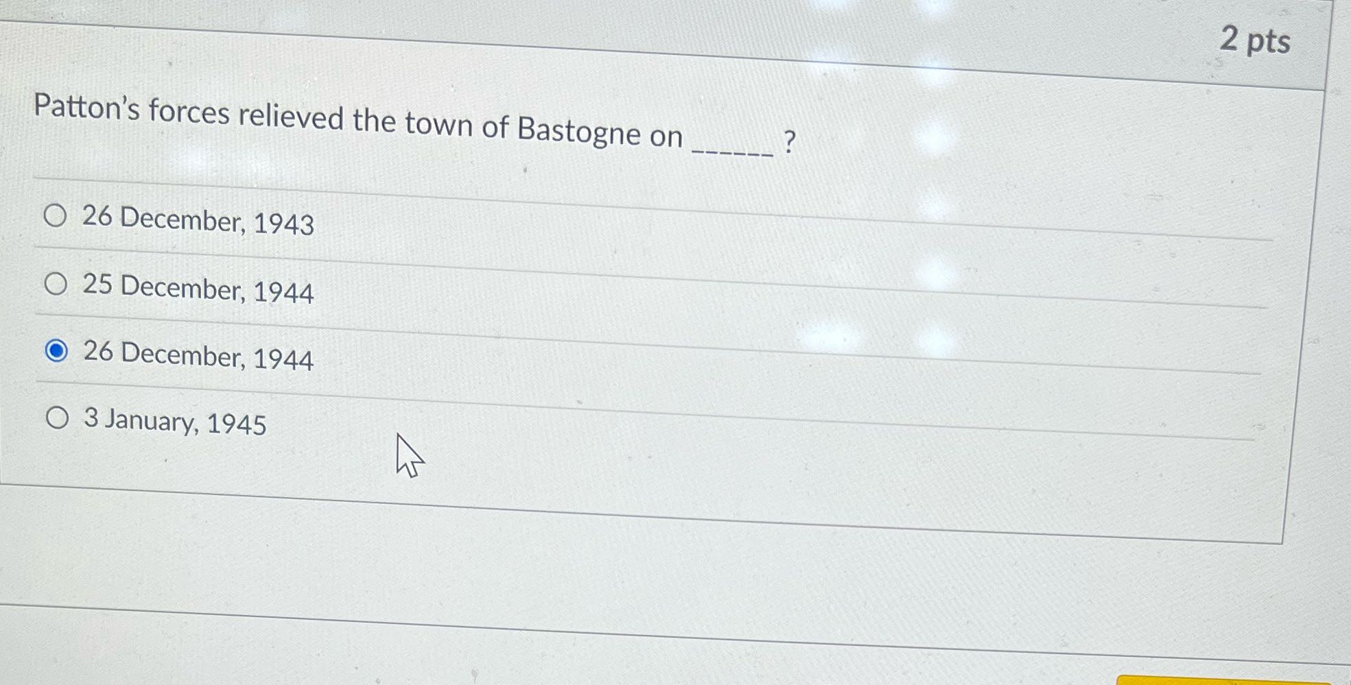 2 pts Patton's forces relieved the town of