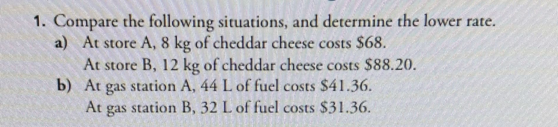 1. Compare the following situations, and