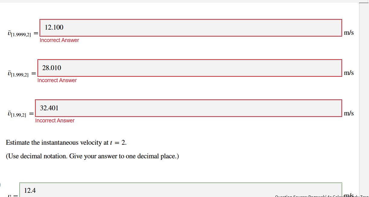 12.100 U[1.9999,2] = m/s Incorrect Answer 28.010