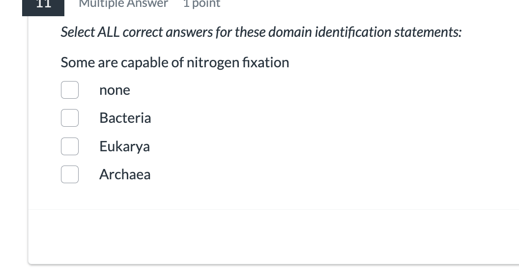 answer [| Multiple Answer 1 point Select ALL