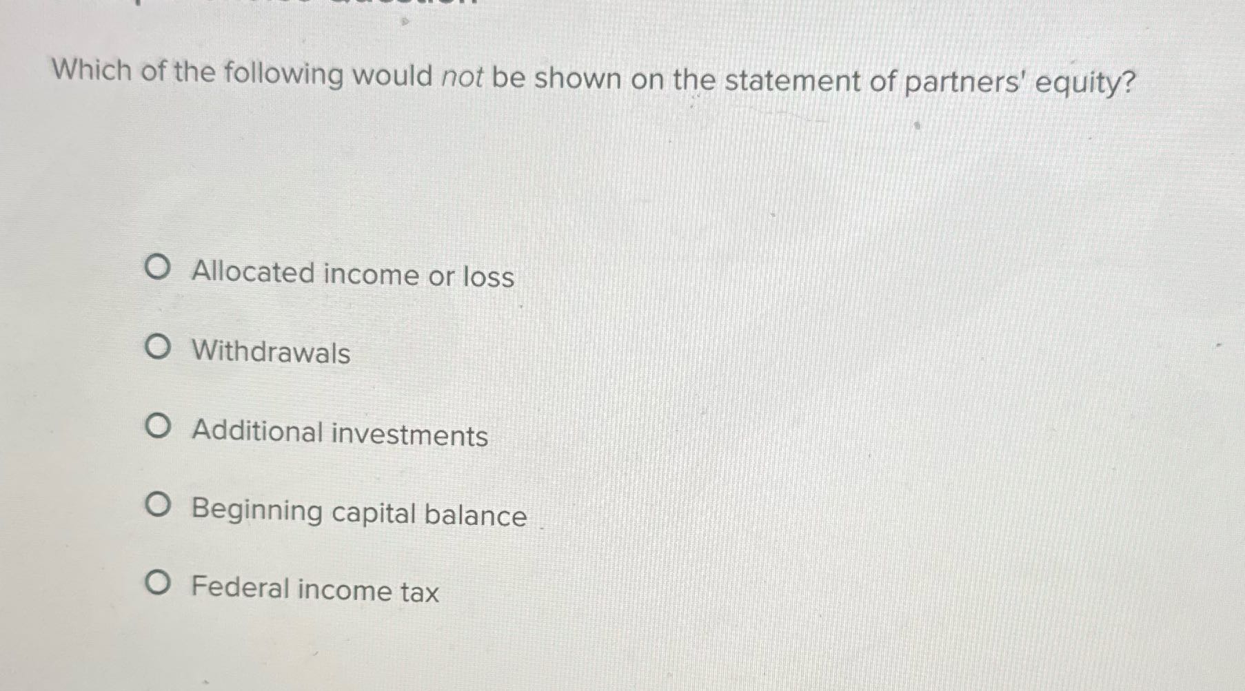 Which of the following would not be shown on the