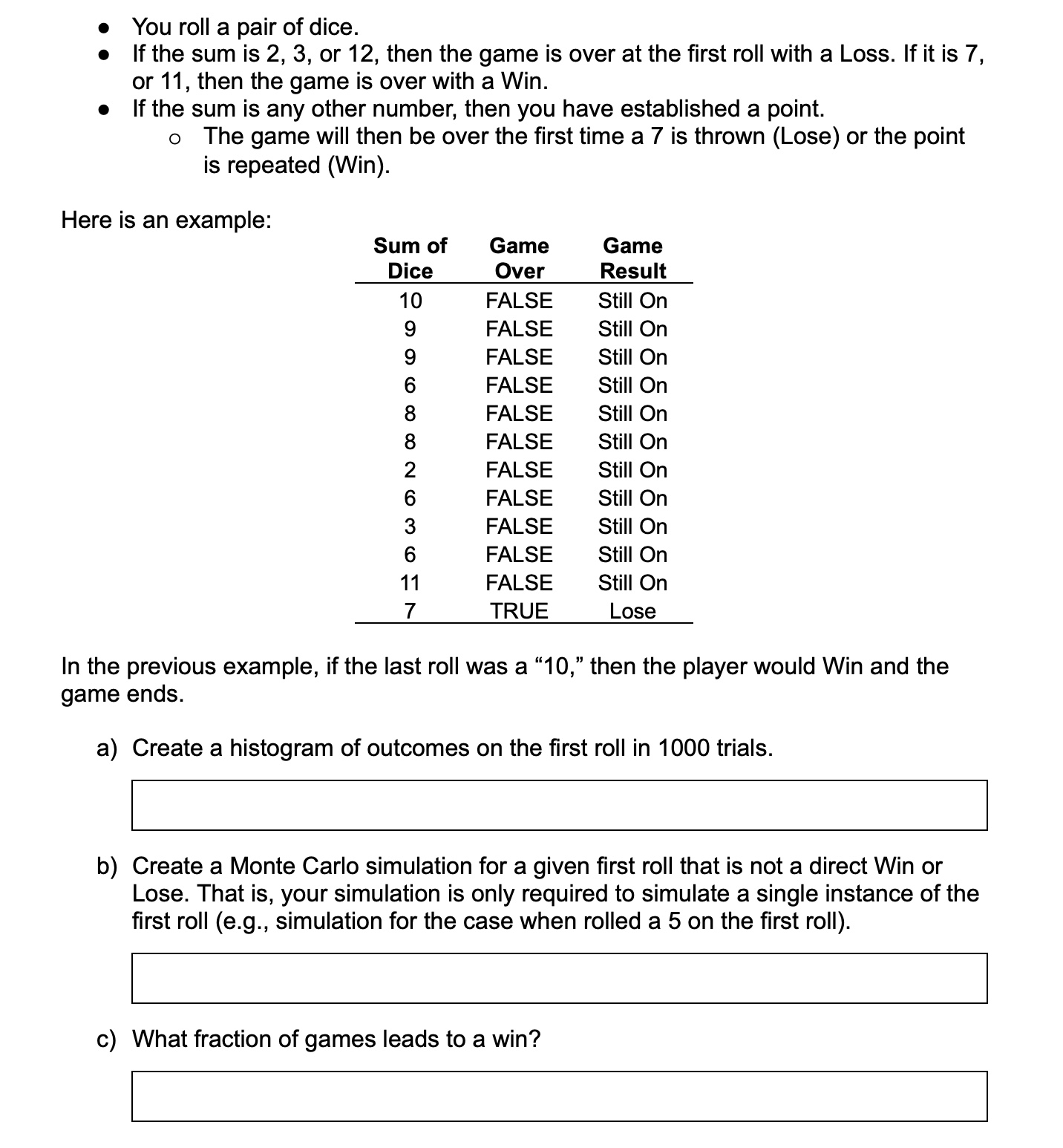 How to create a Monte Carlo simulation for