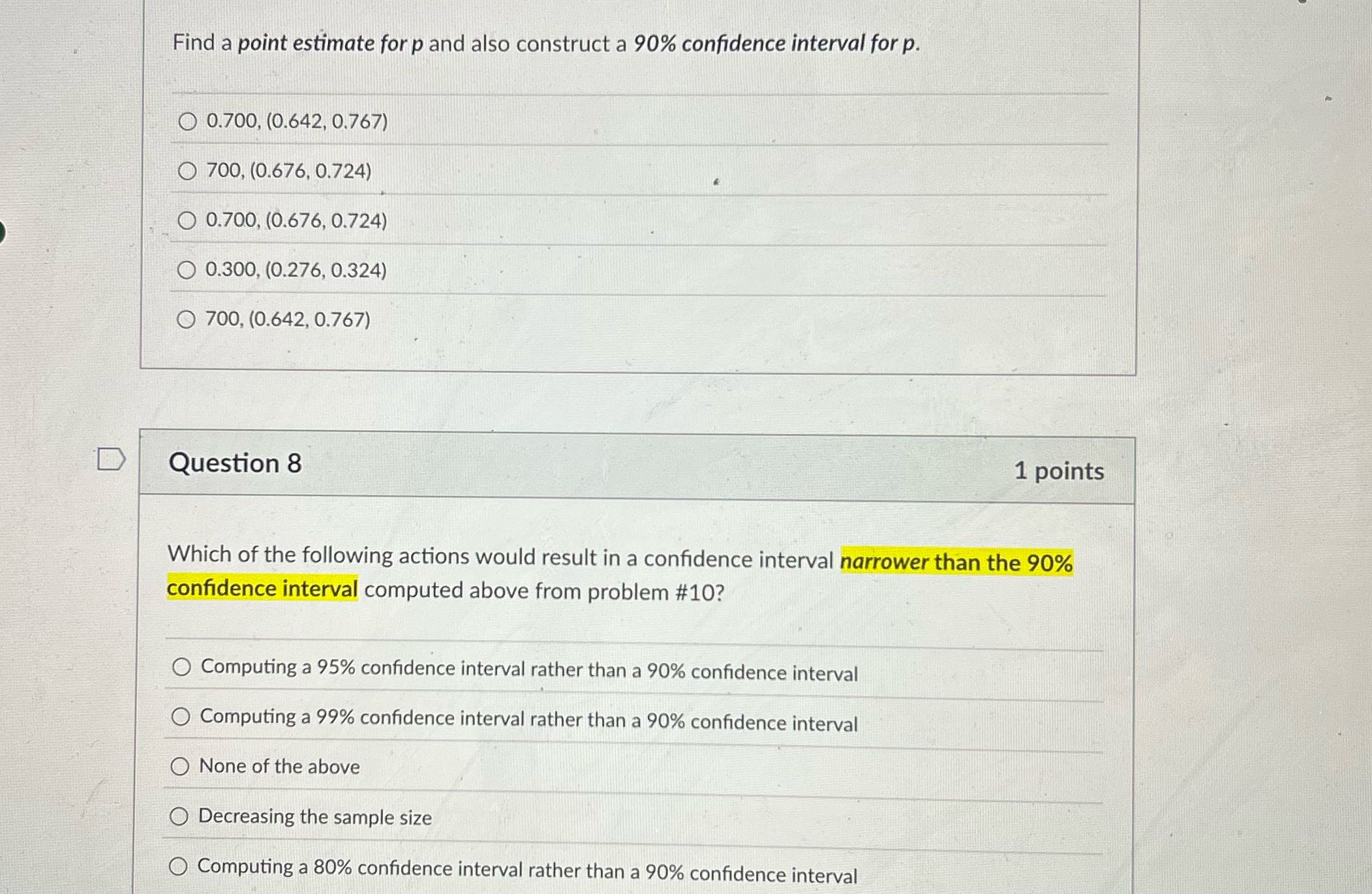 Find a point estimate for p and also construct a