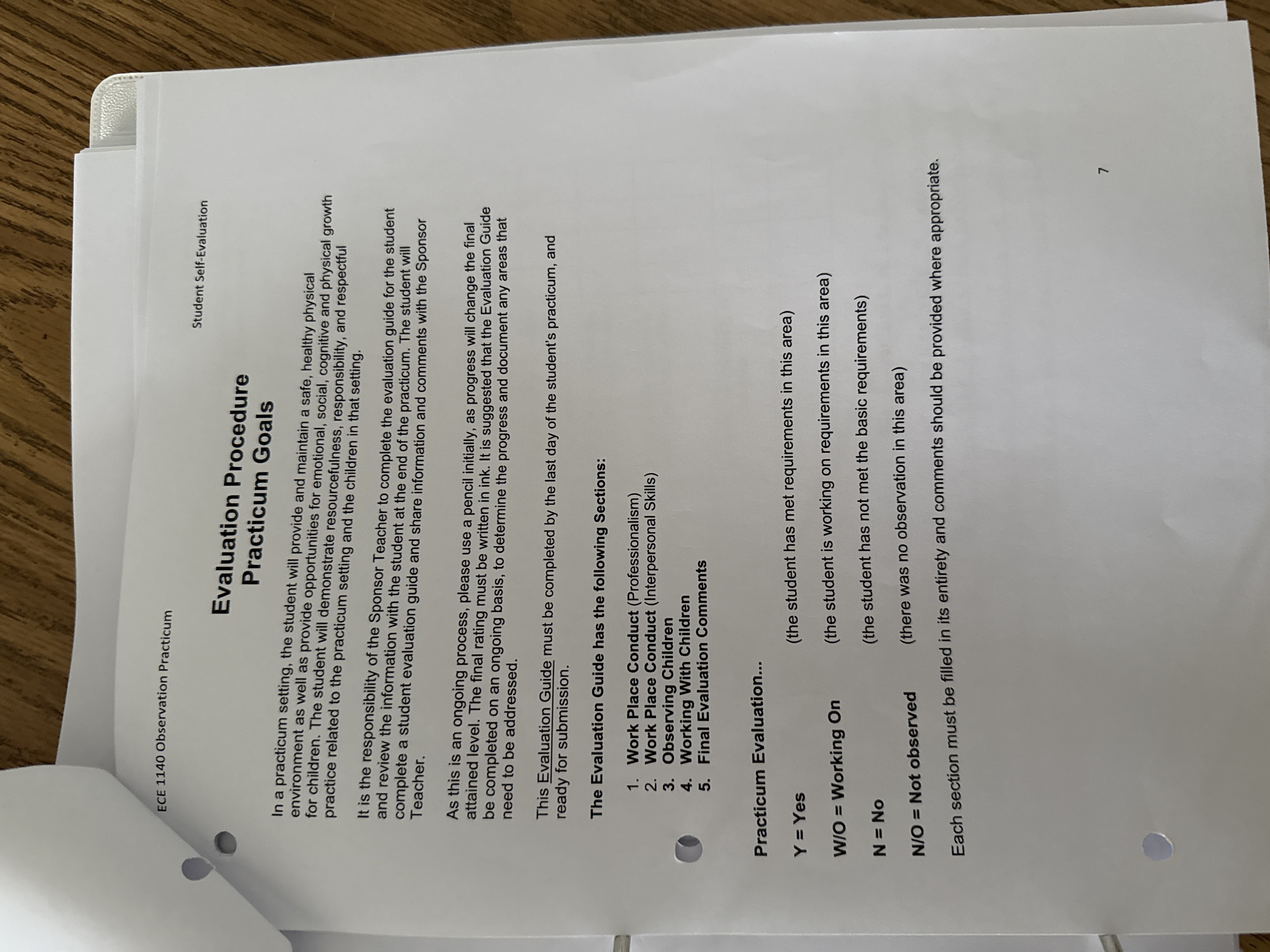 ECE 1140 Observation Practicum Student