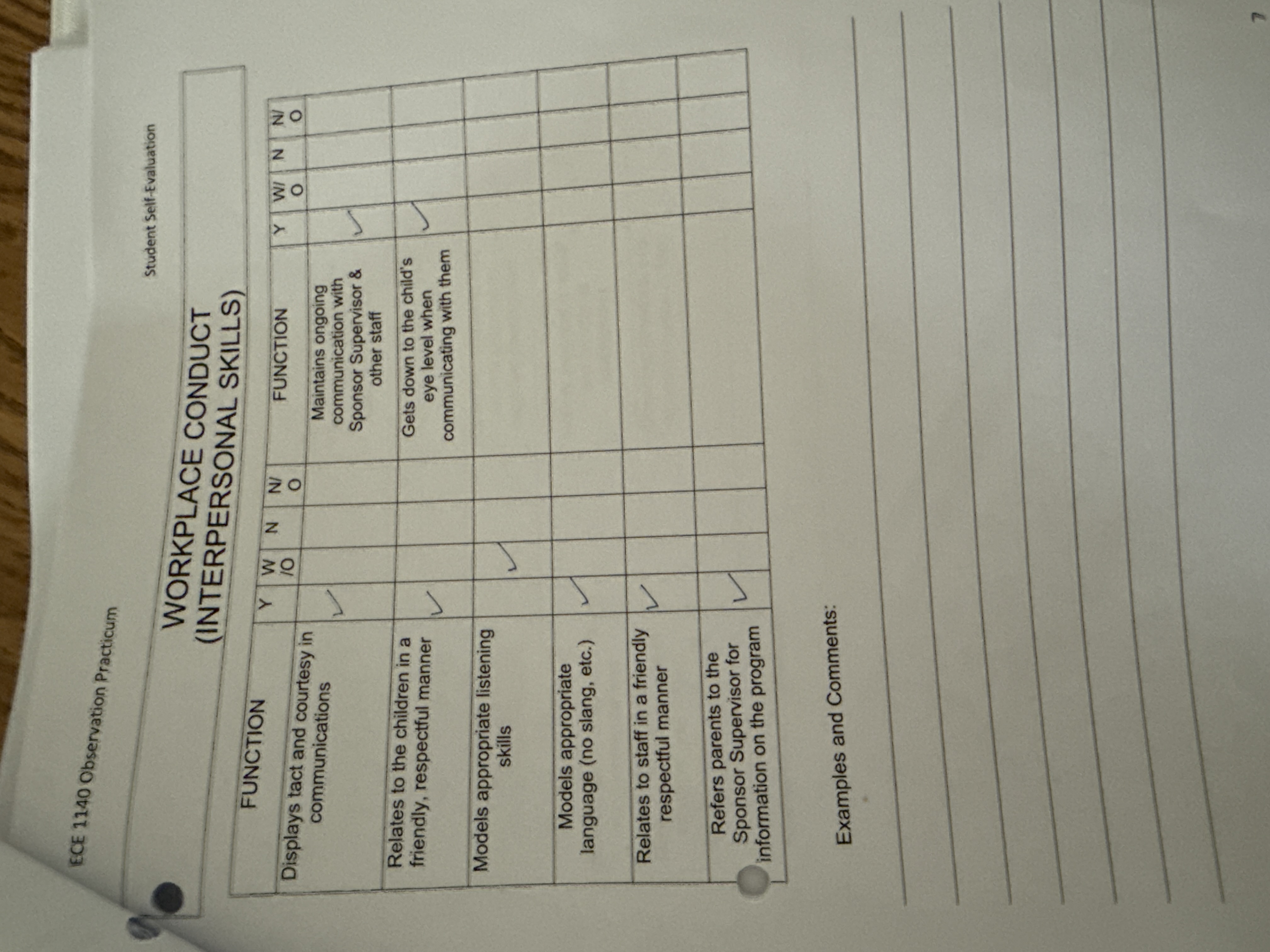 ECE 1140 Observation Practicum Student