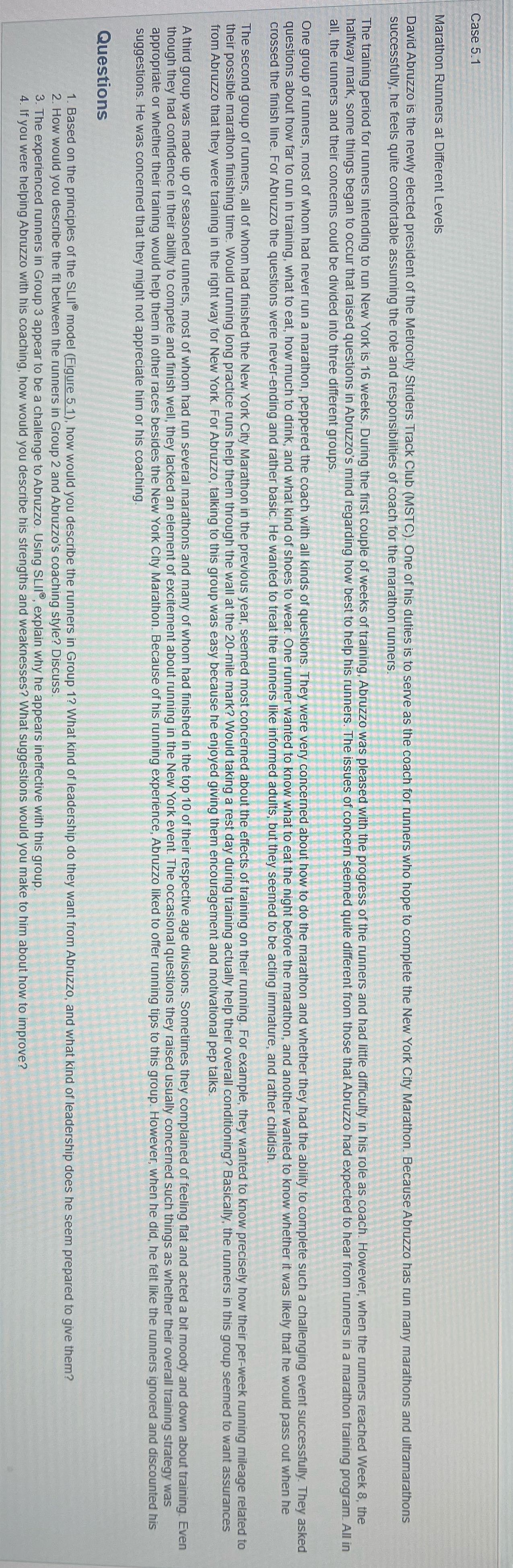 Case 5.1 Marathon Runners at Different Levels