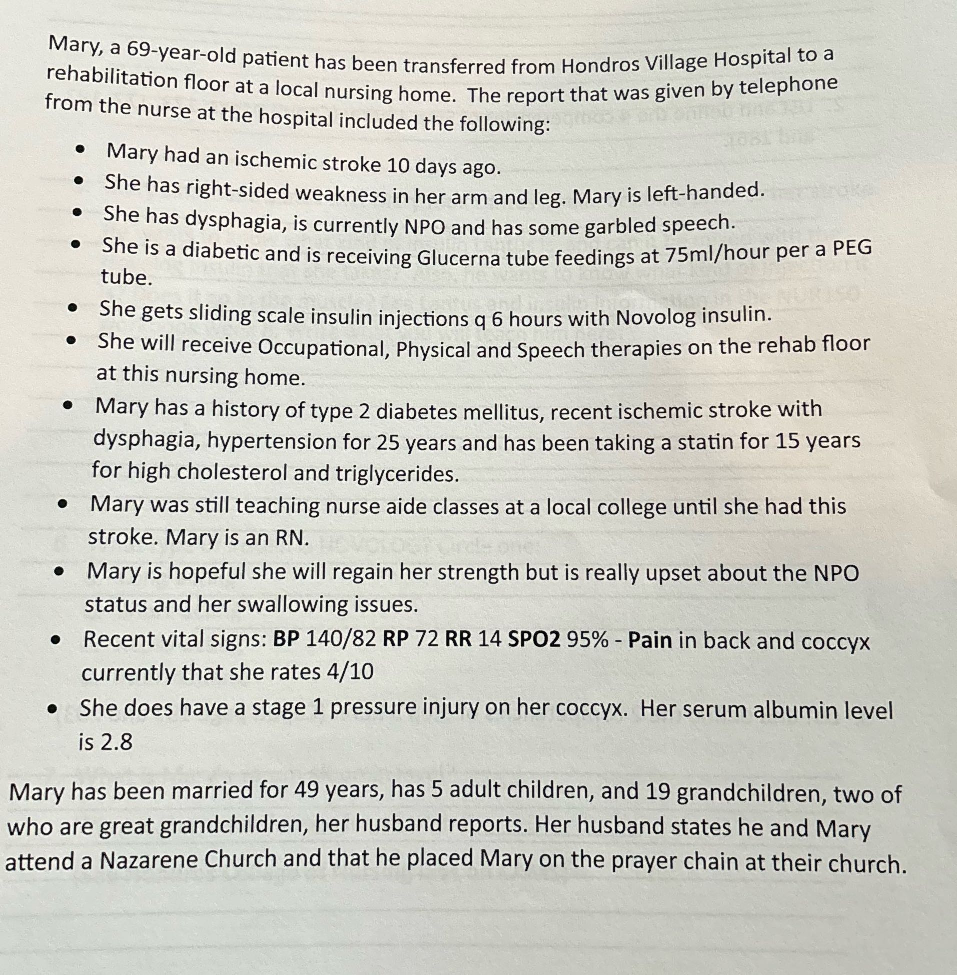 Mar : , a 2 year-old patient has been transferred