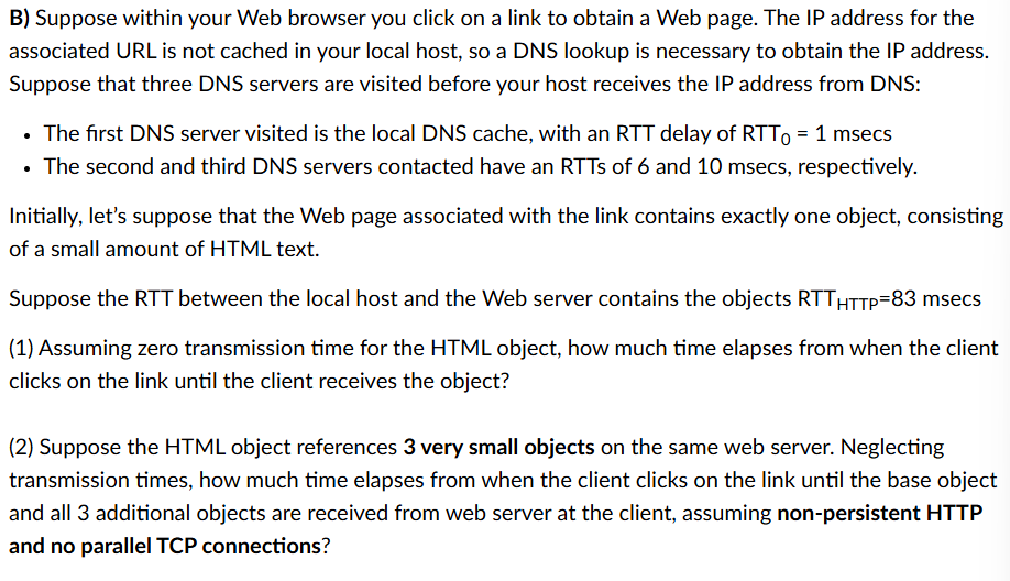 help me sovle B) Suppose within your Web browser