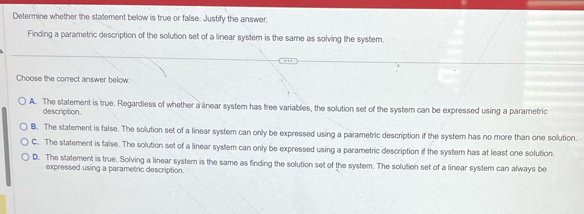 Determine whether the statement below is true or