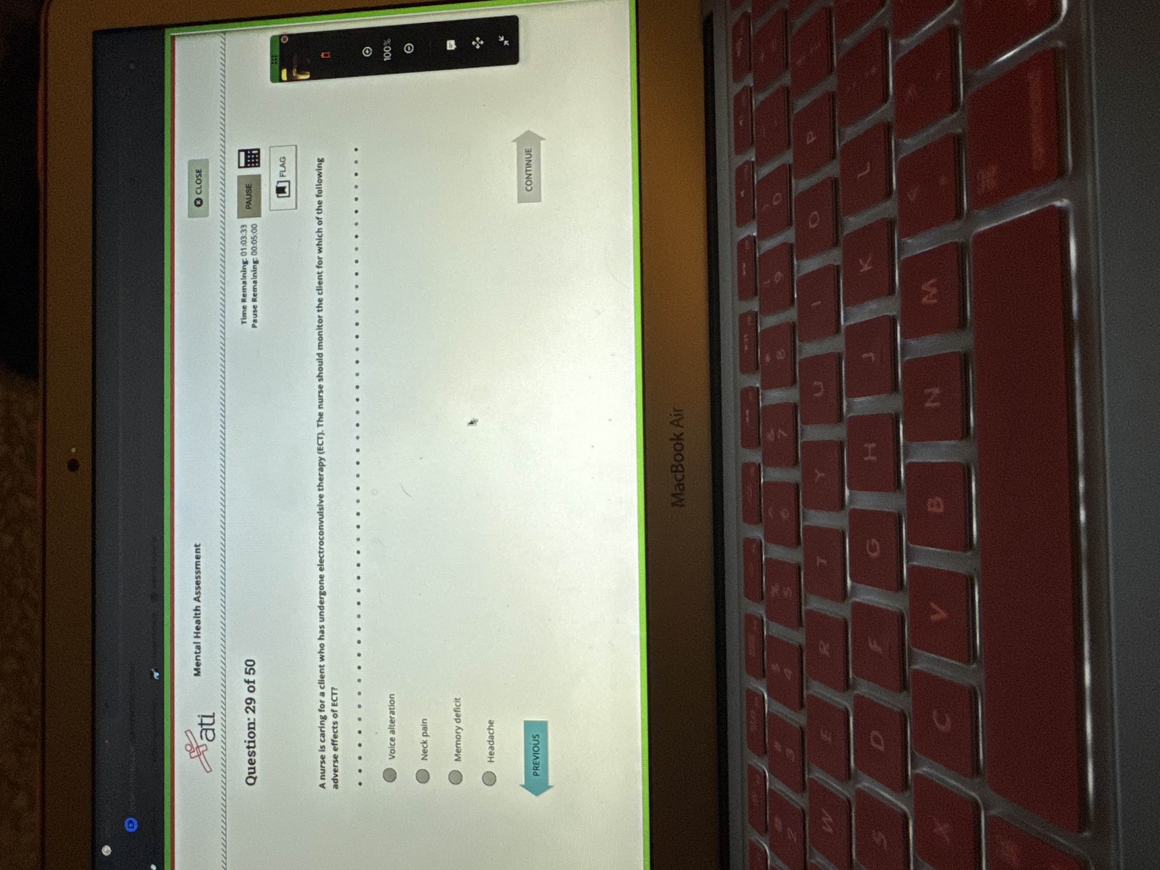 . Sati Mental Health Assessment CLOSE Question: