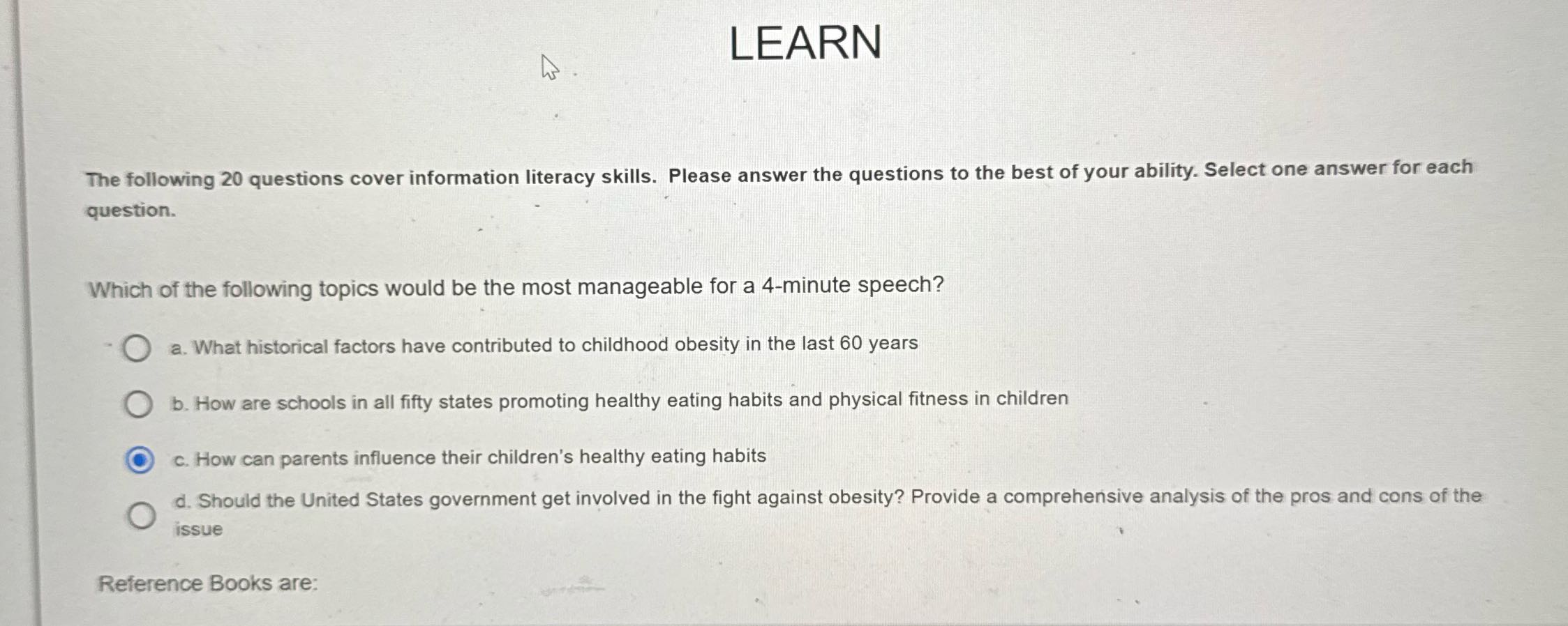 LEARN The following 20 questions cover