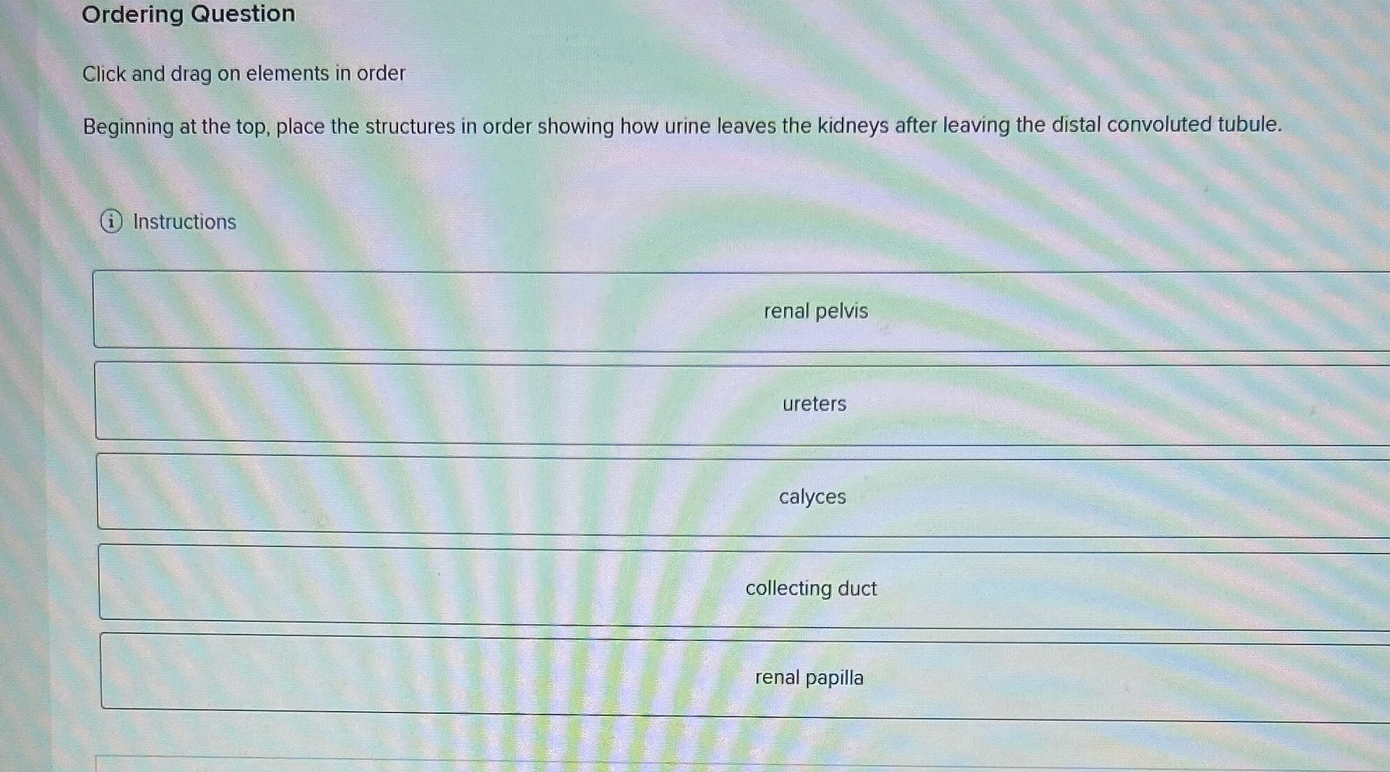Ordering Question Click and drag on elements in
