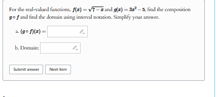 SOLVE For the real-valued functions, /(x) = v7 -