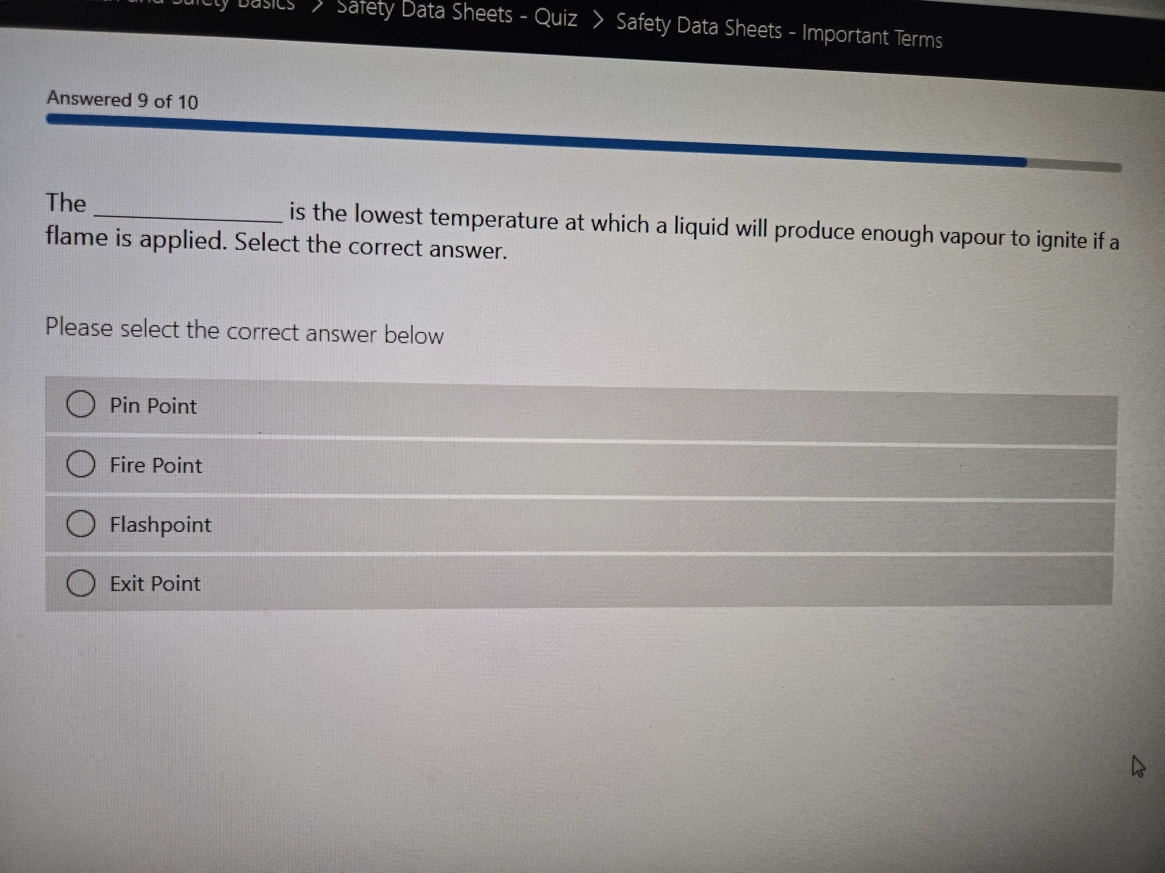 amswer Safety Data Sheets - Quiz > Safety Data