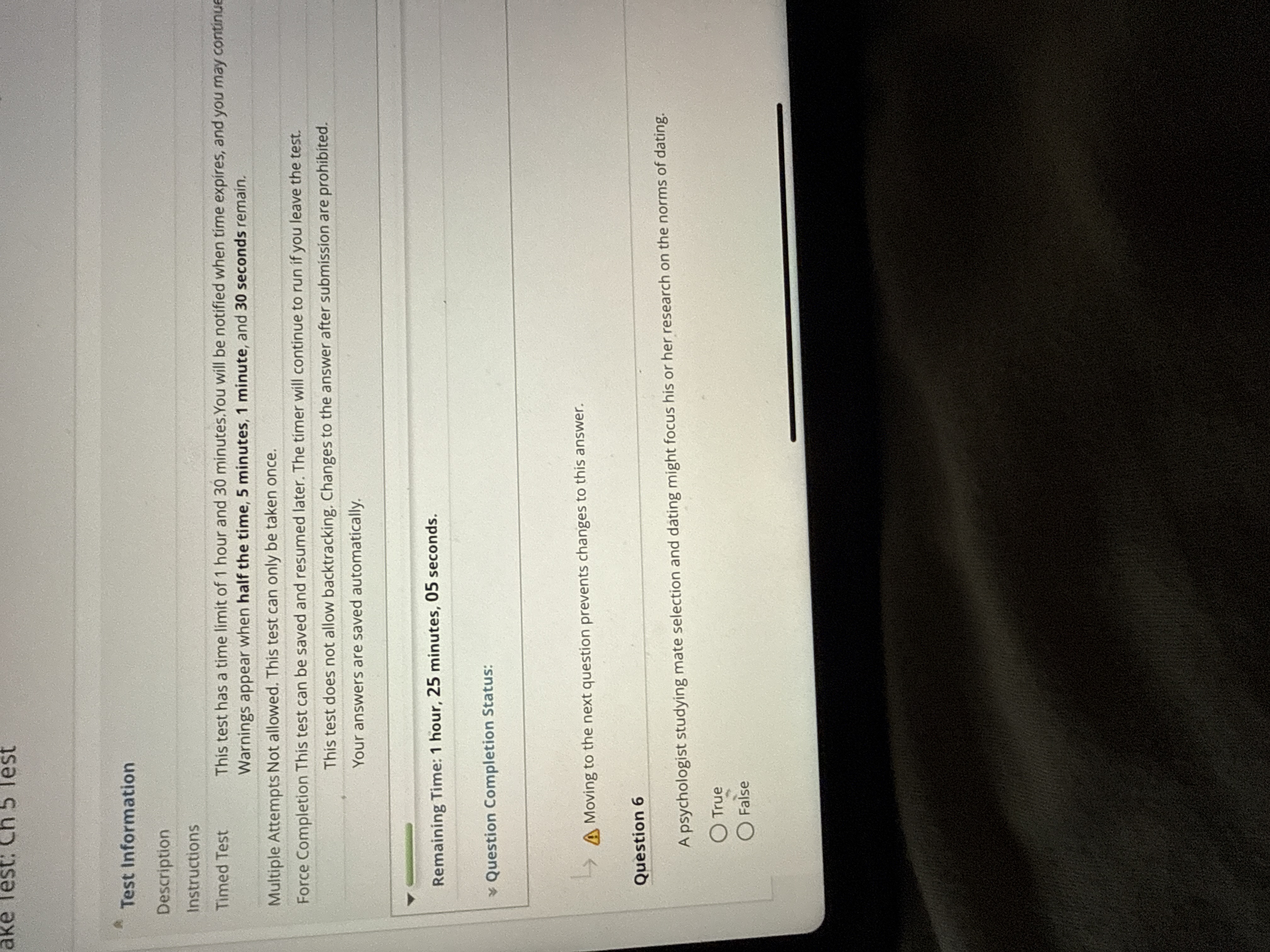 H ake lest: Ch 5 lest Test Information