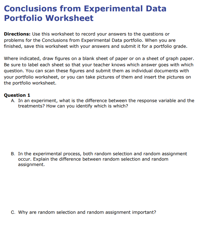 Conclusions from Experimental Data Portfolio