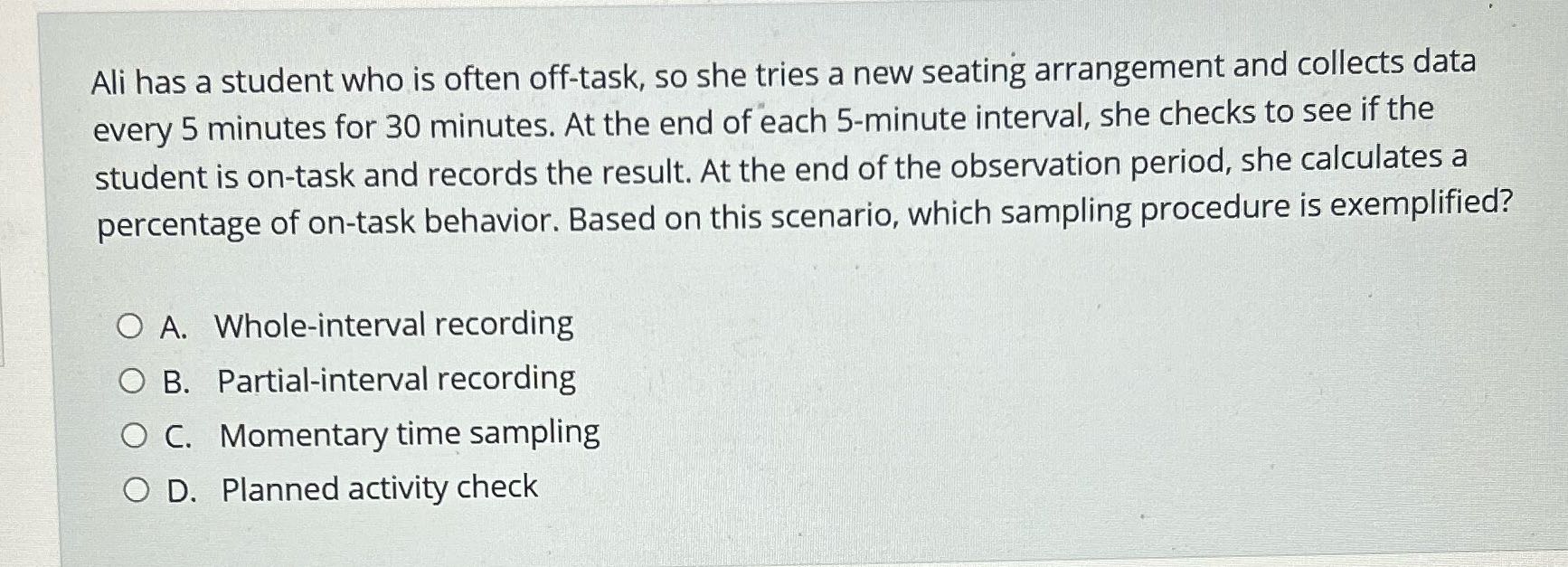 Resolve Ali has a student who is often off-task,