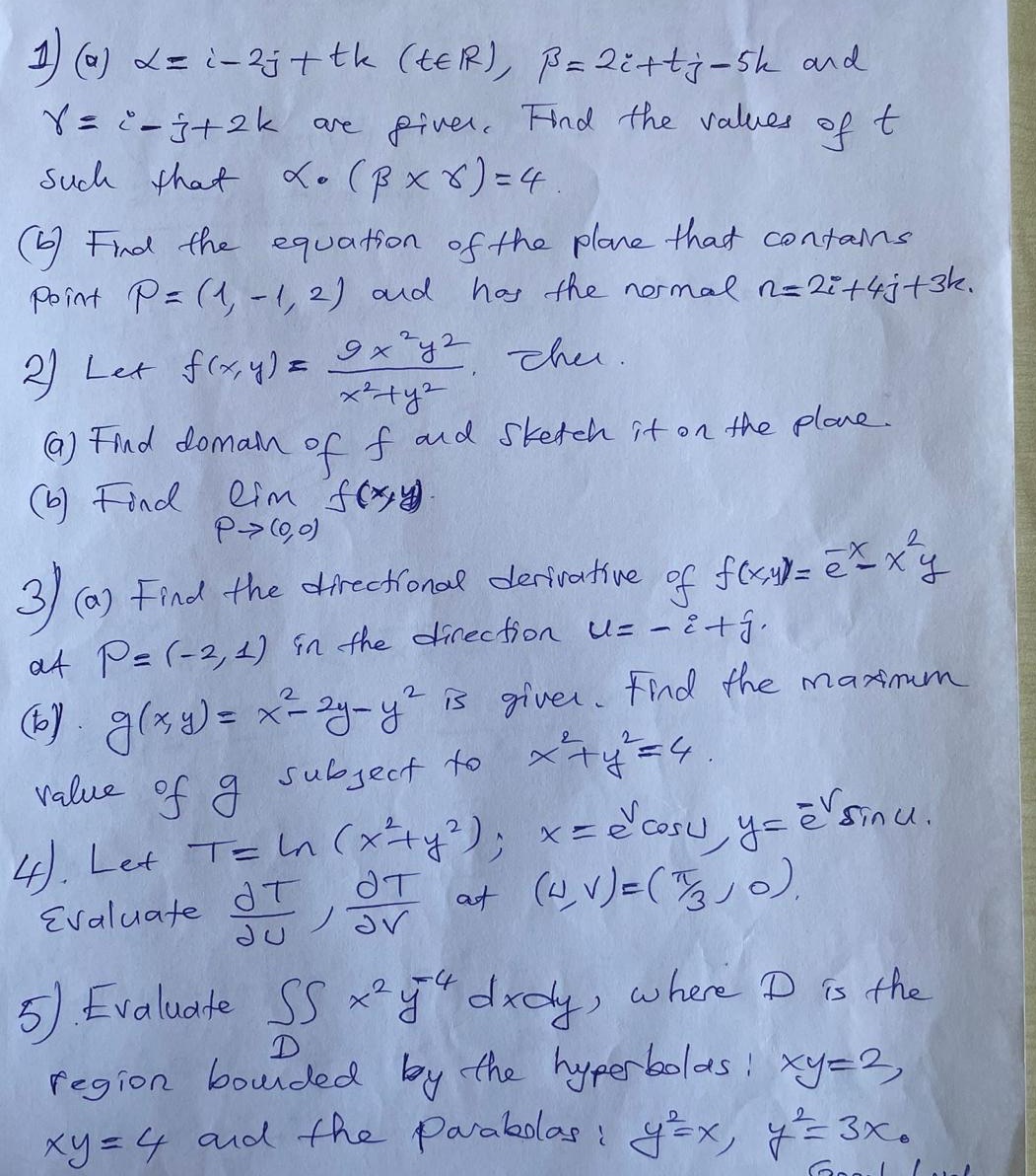 can you solve all of these questions step by step