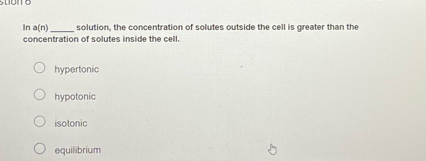 SLION O In a(n) solution, the concentration of