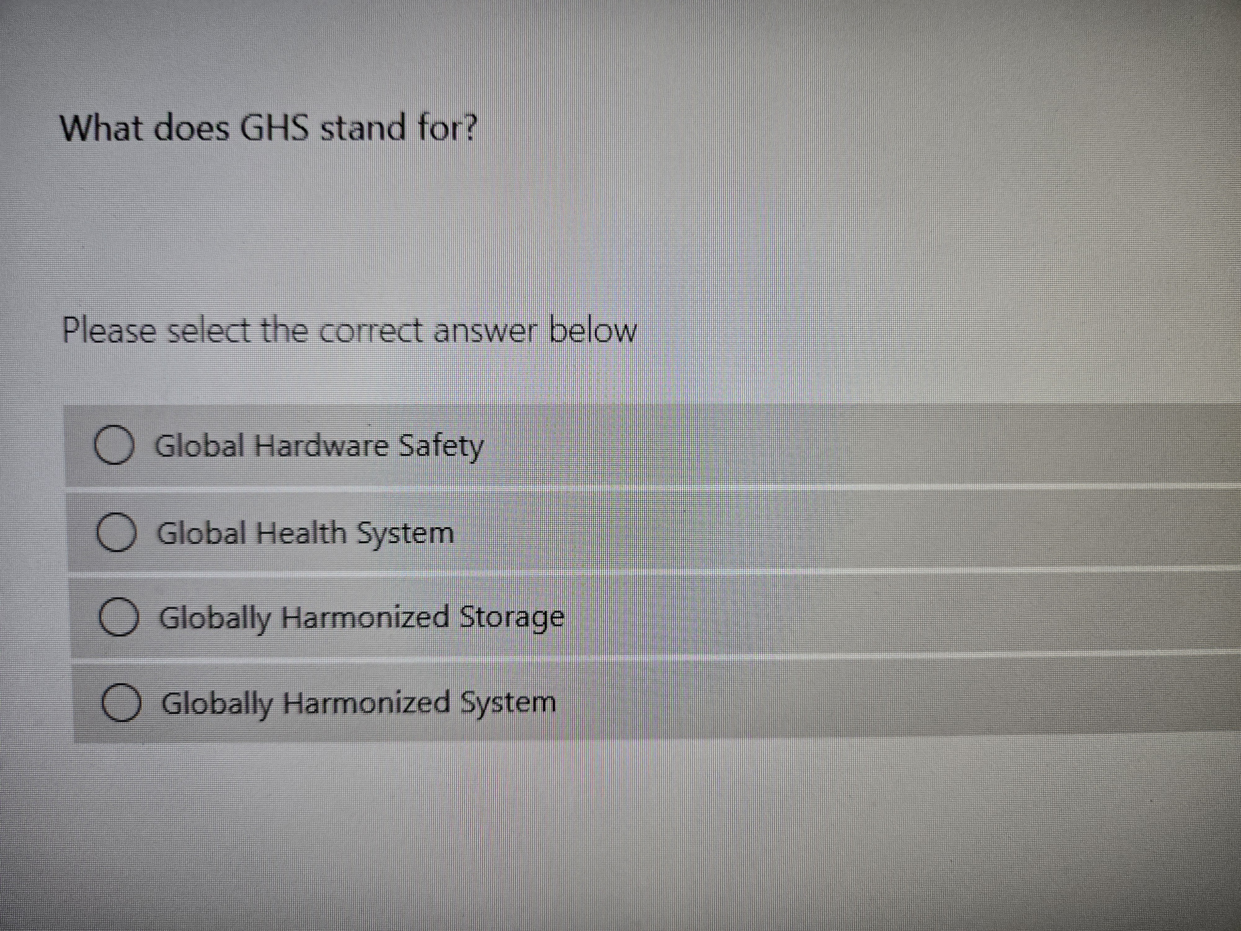 answer What does GHS stand for? Please select the