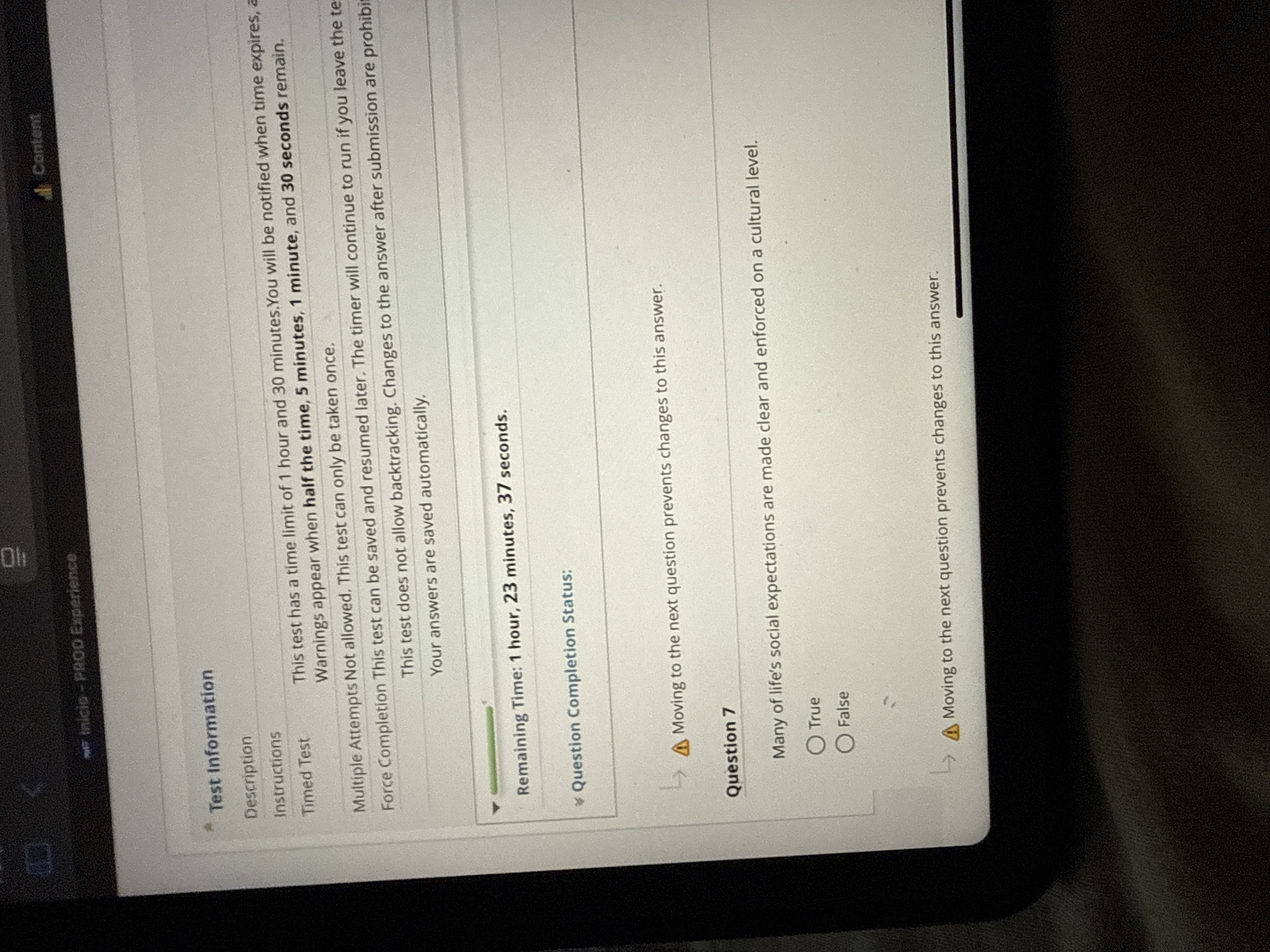 J Con Inicia - PROD Experience Test Information