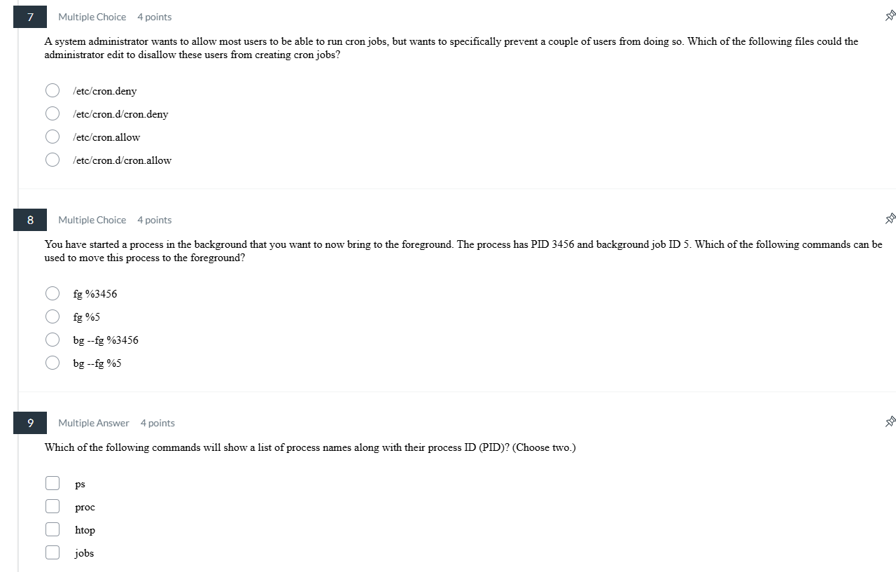 correct answer 7 Multiple Choice 4 points A