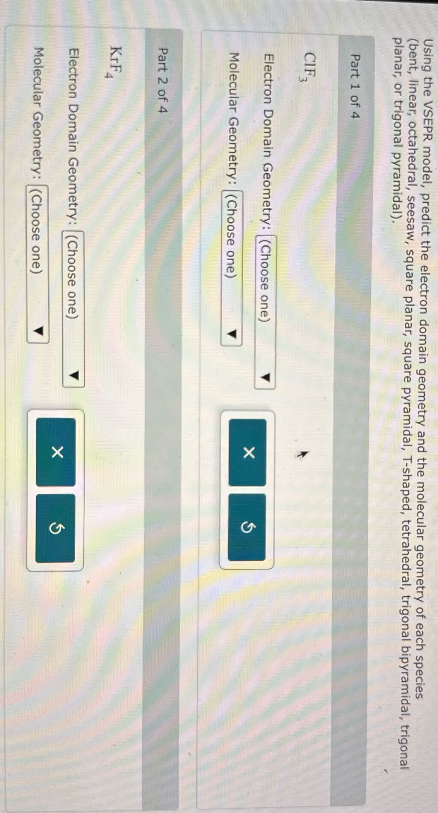 Using the VSEPR model, predict the electron