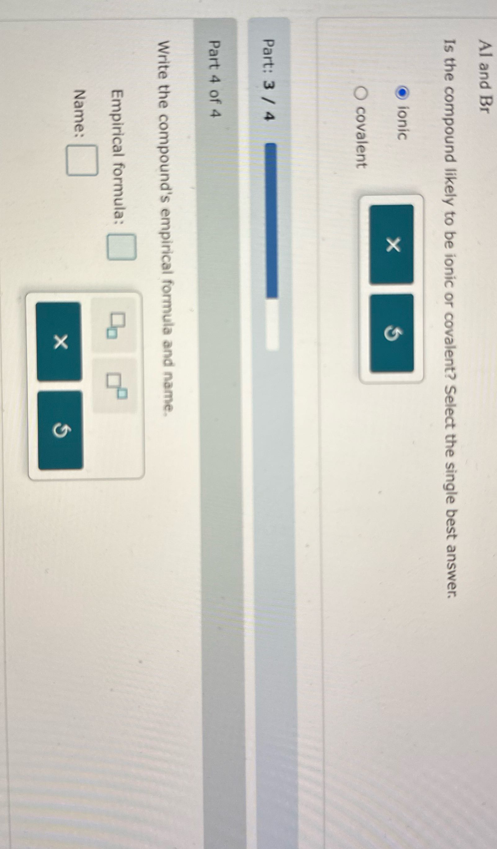 Al and Br Is the compound likely to be ionic or