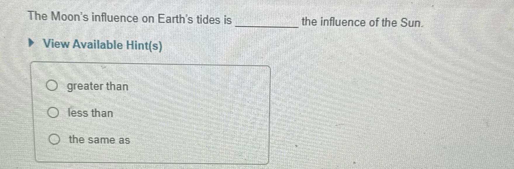 ? The Moon's influence on Earth's tides