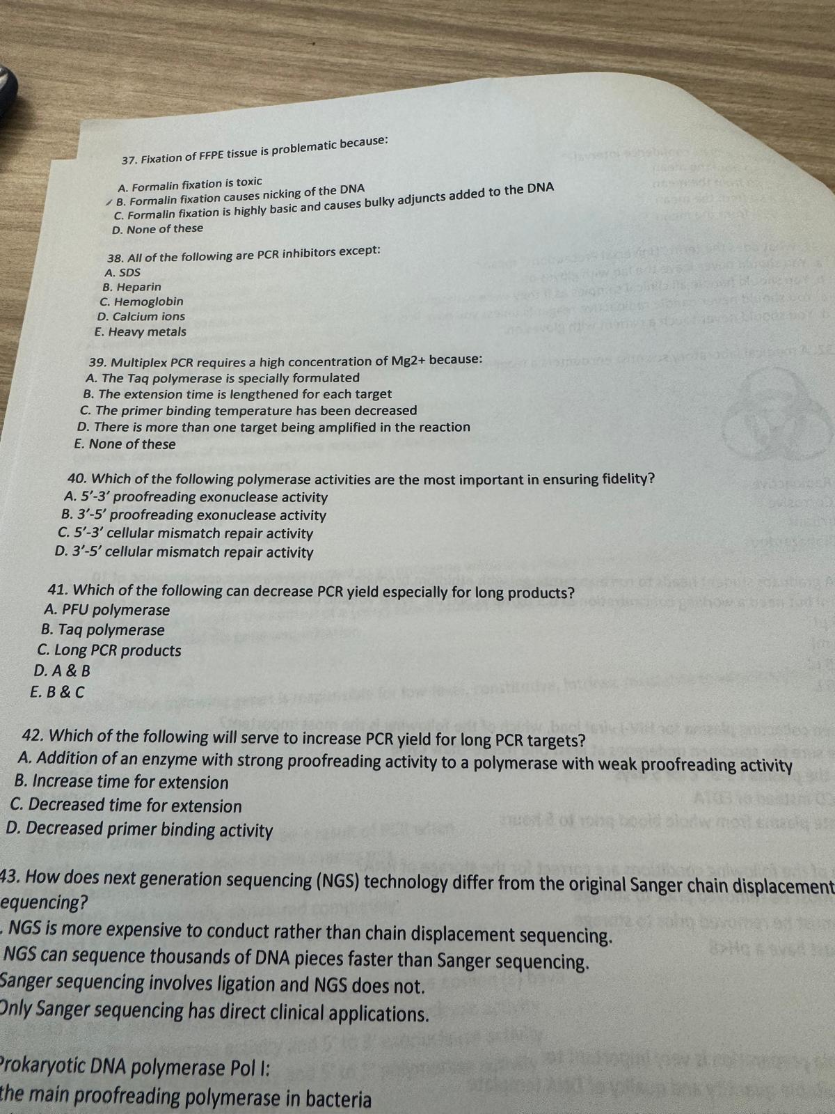 a 37. Fixation of FFPE tissue is problematic