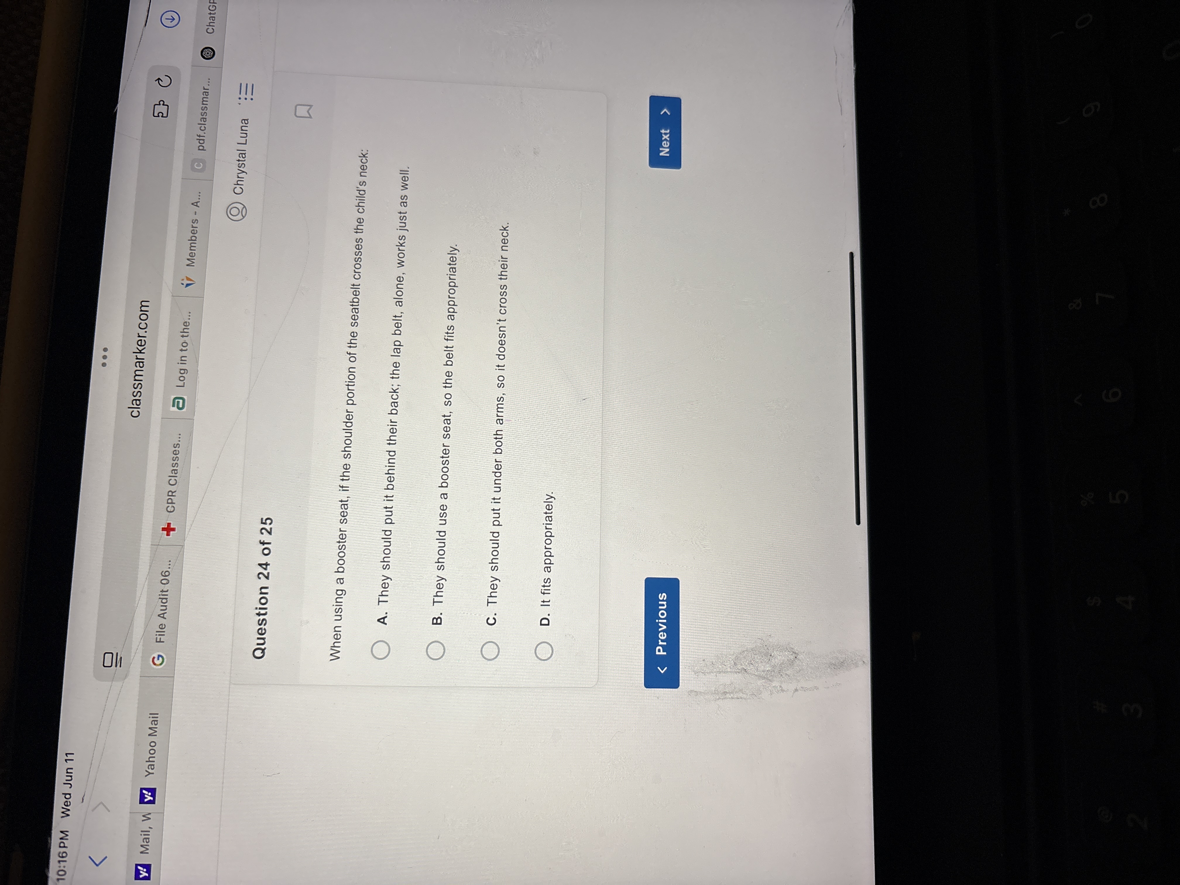 Answer 10:16 PM Wed Jun 11 . . . classmarker.com