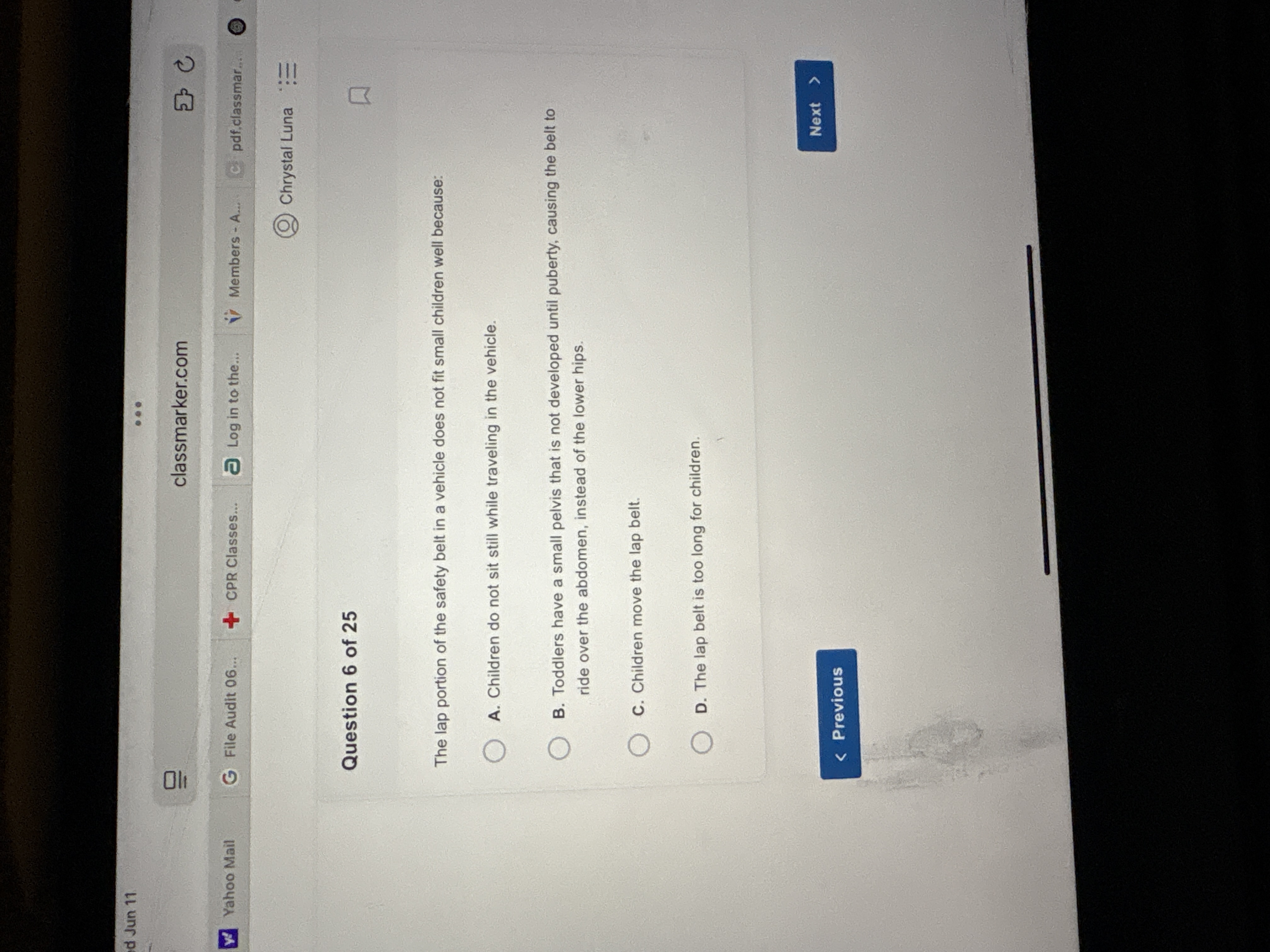 Answer d Jun 11 classmarker.com Yahoo Mail G File