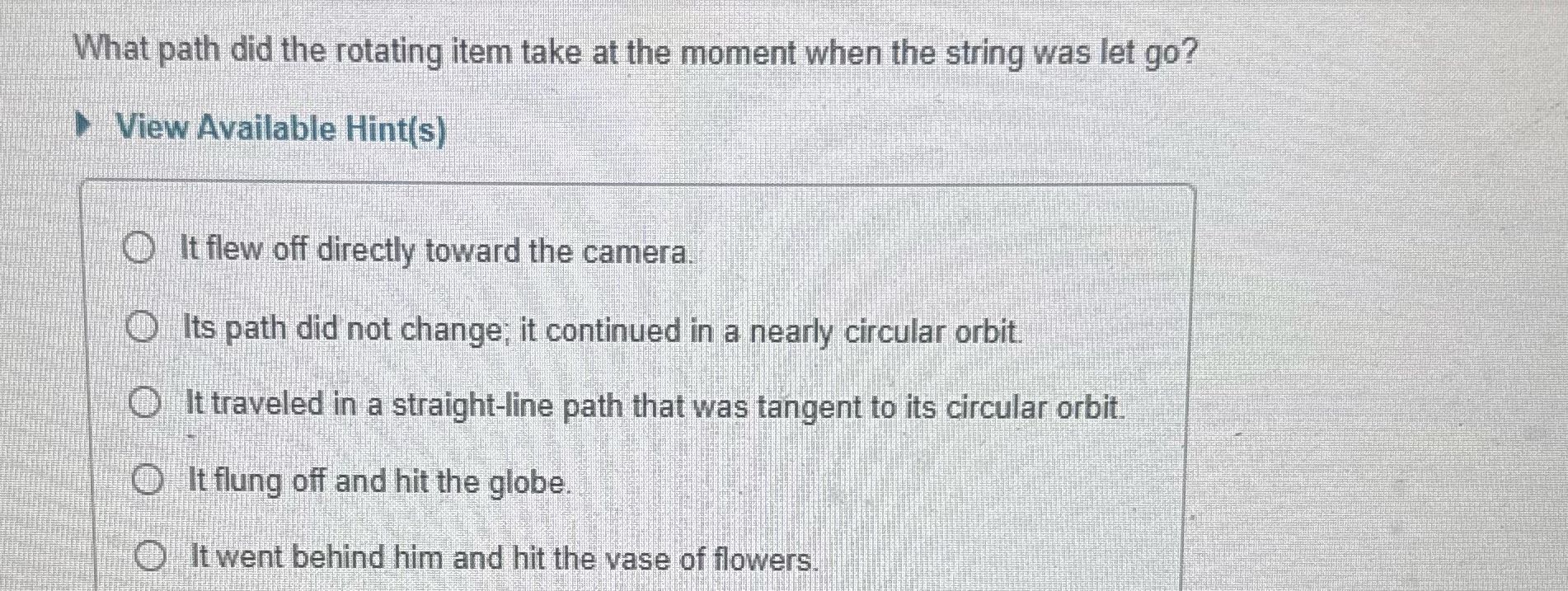 ? What path did the rotating item take at the