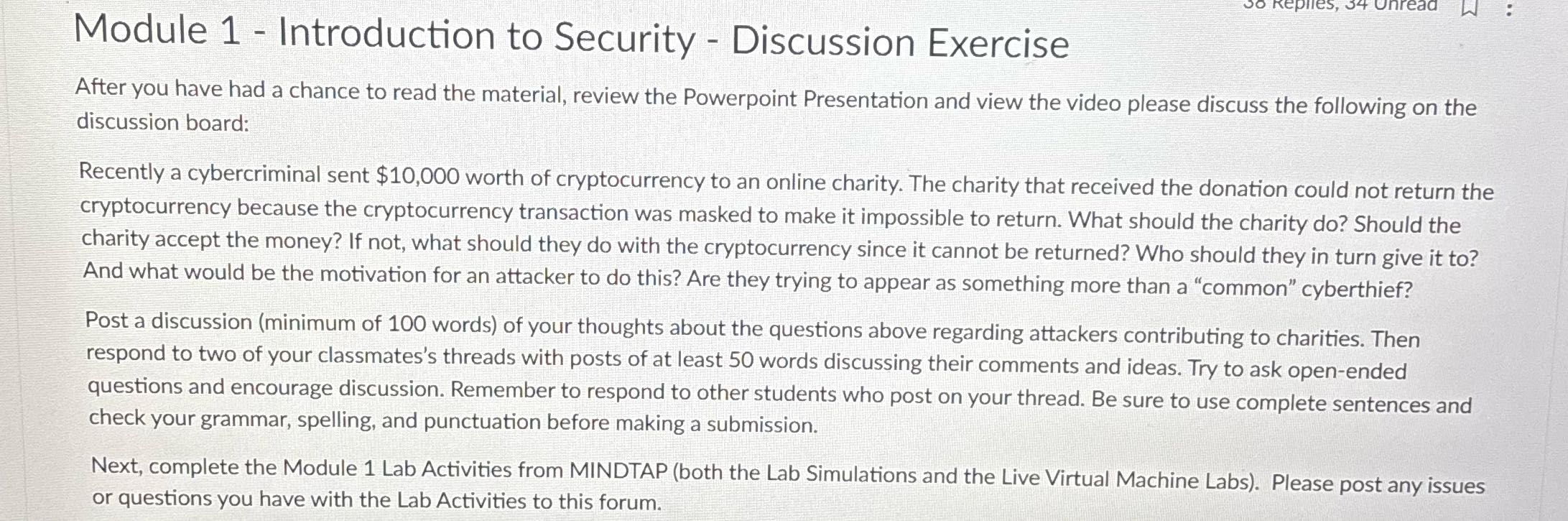 vo Replies, 54 Unread} Module 1 - Introduction to