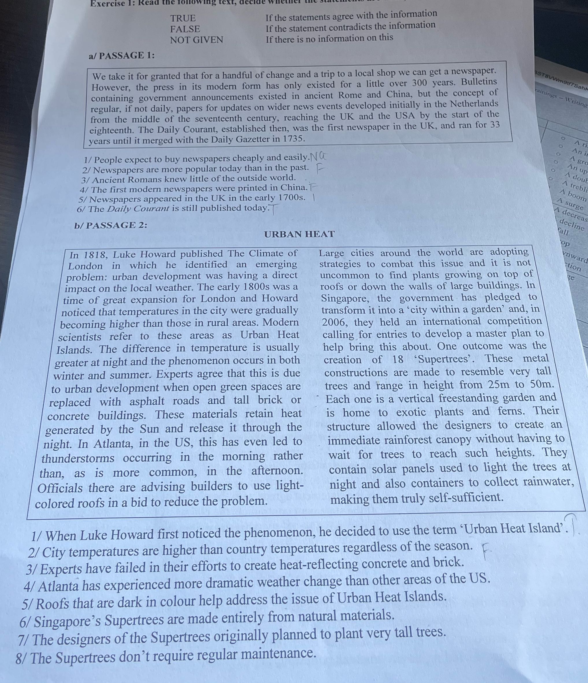 Tr? l?i Exercise 1: TRUE If the statements agree