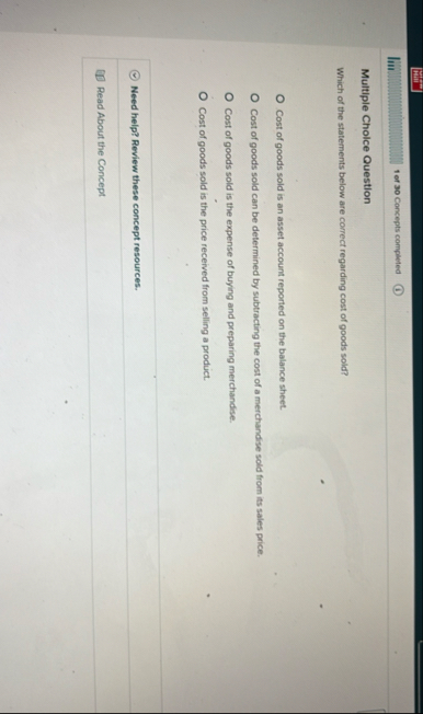 lim 1 ef 3 0 Concepts completed Multiple Choice