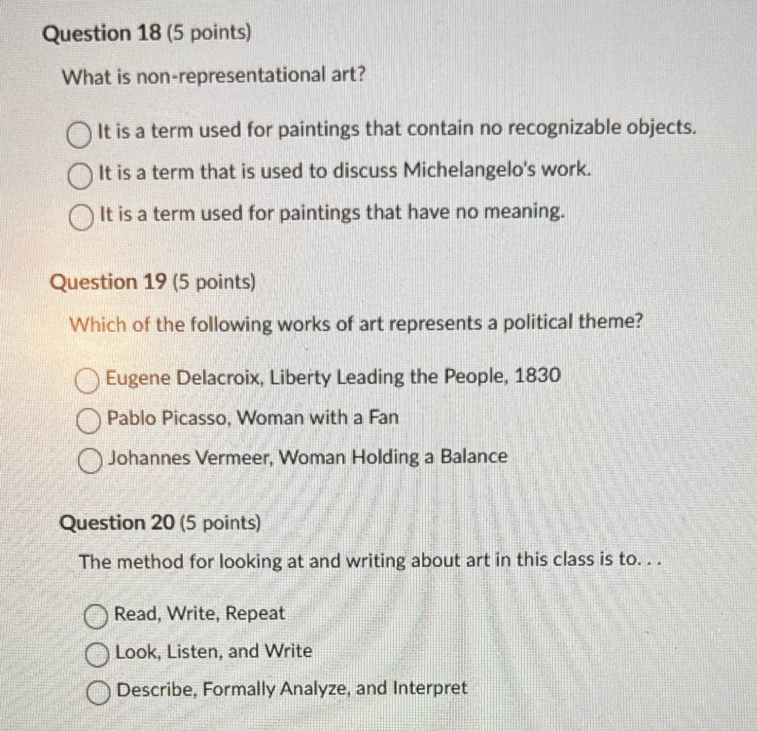Question 18 (5 points) What is