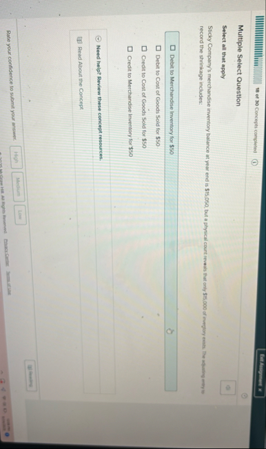 Earl Averginet 7 8 of 3 0 Concepts completed