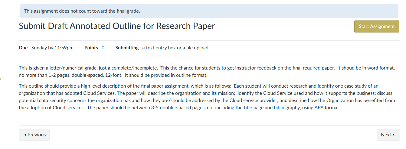 This assignment does not count toward the final