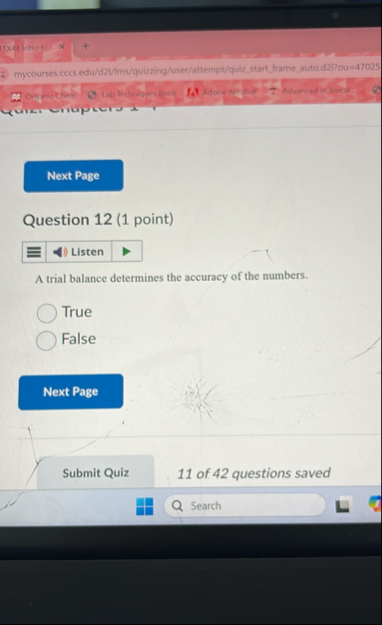 Question 1 2 ( 1 point ) A trial balance